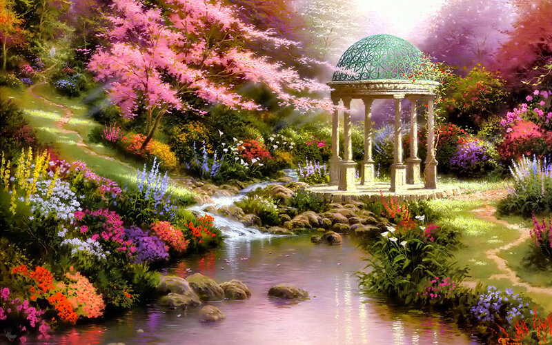 Gazebo in Flower Garden — Pink
