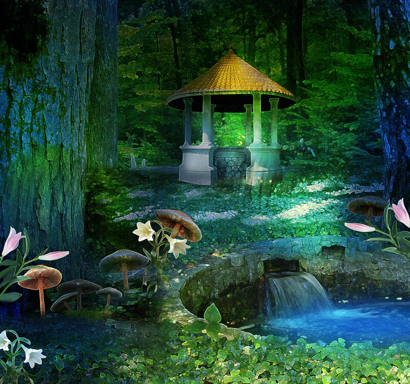 Gazebo in Forest — Green