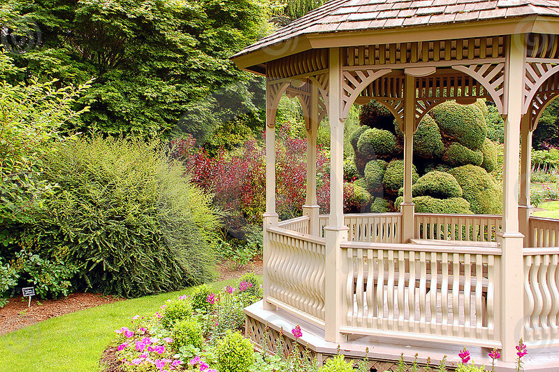 Gazebo in Garden — Green, Serene, Afternoon