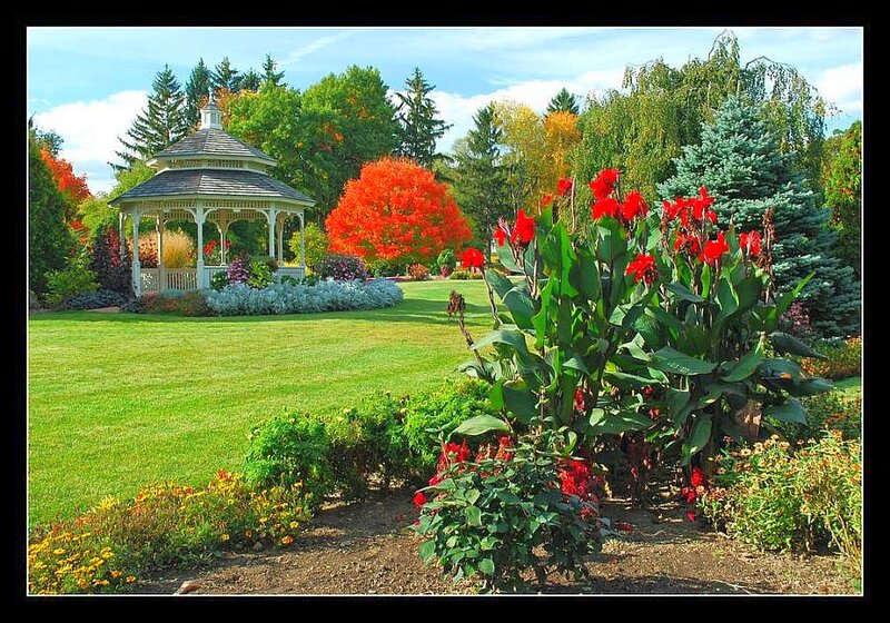 Gazebo in Garden — Green, Serene, Autumn