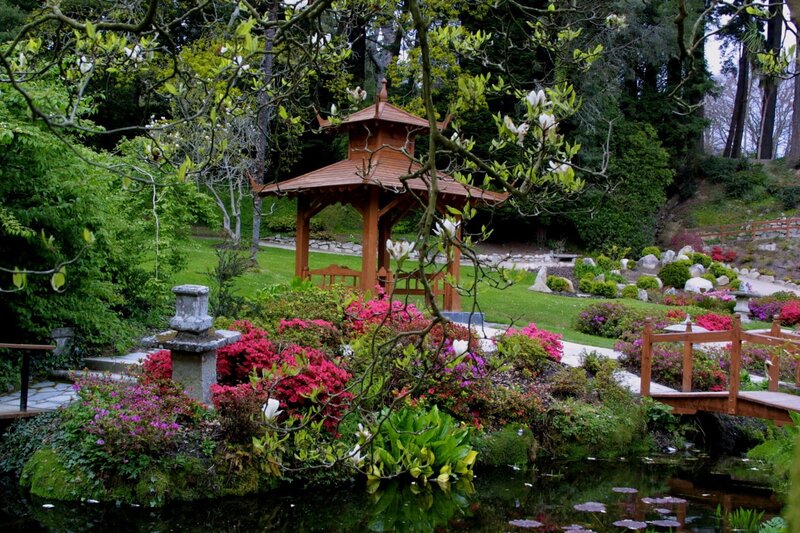 Gazebo in Garden — Green, Serene, Spring, Photograph