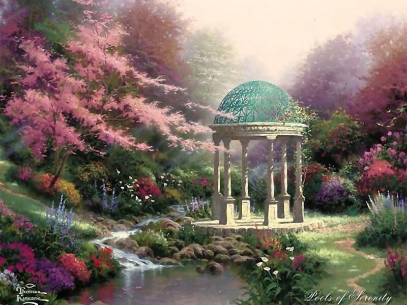 Gazebo in Garden — Green, Serene, Spring