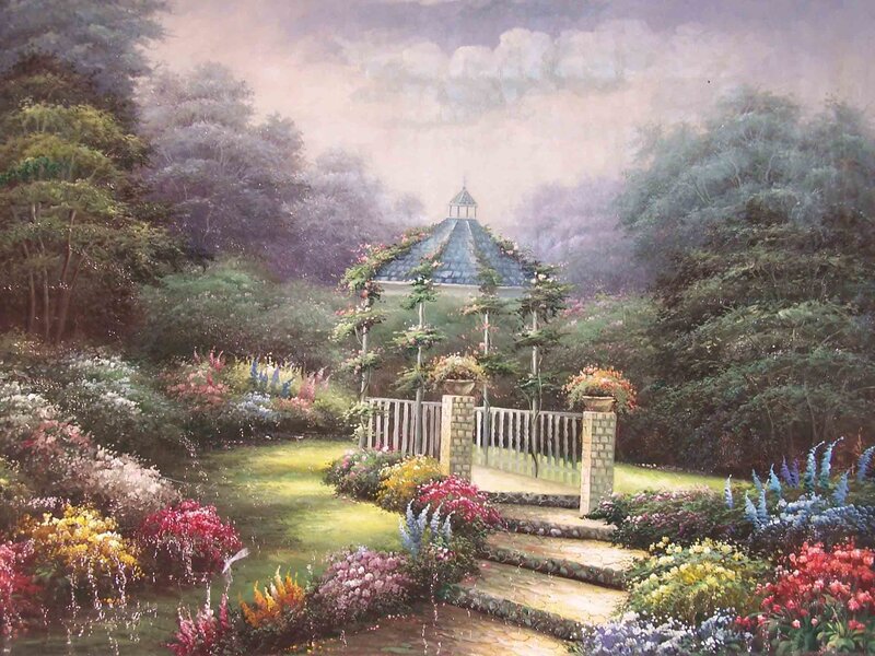 Gazebo in Garden — Green, Serene