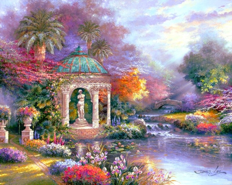 Gazebo in Garden — Purple