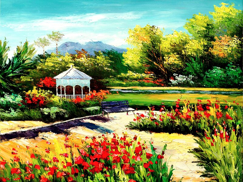 Gazebo in Garden — Red
