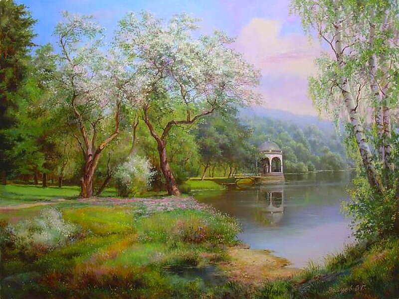 Gazebo in Park — Green, Serene, Spring