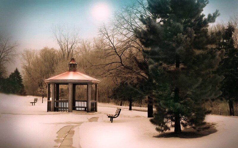 Gazebo in Snow — White, Serene