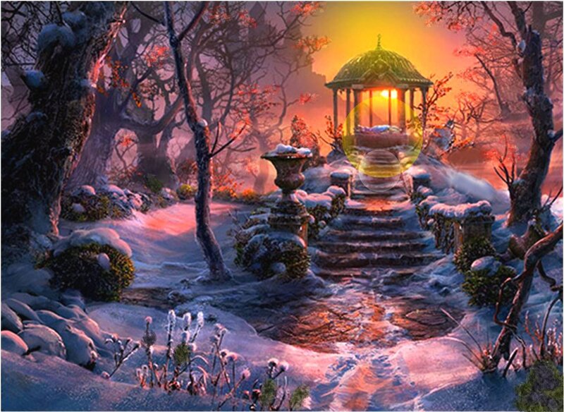 Gazebo in Snowy Garden