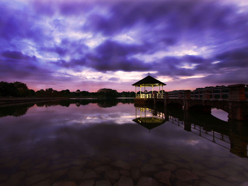 Gazebo on a Bridge — Purple