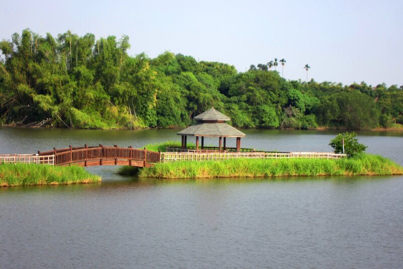 Gazebo on a Lake Island