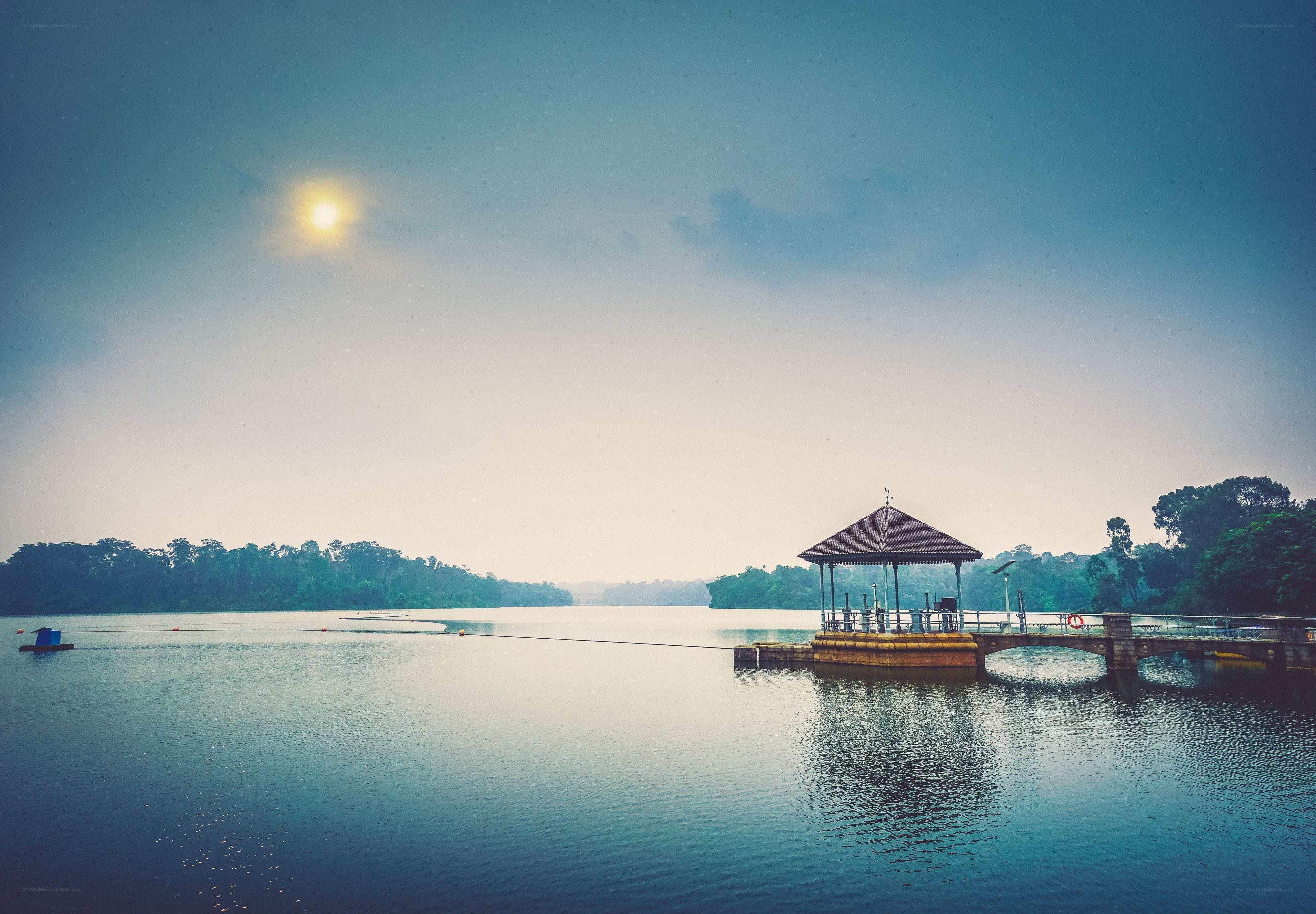 Gazebo on a tranquil lake