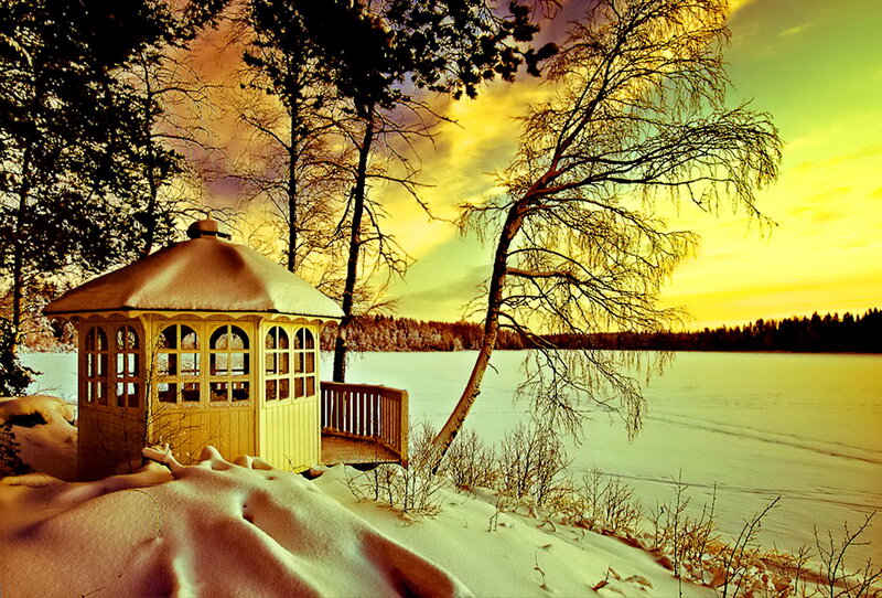 Gazebo on Frozen Lake