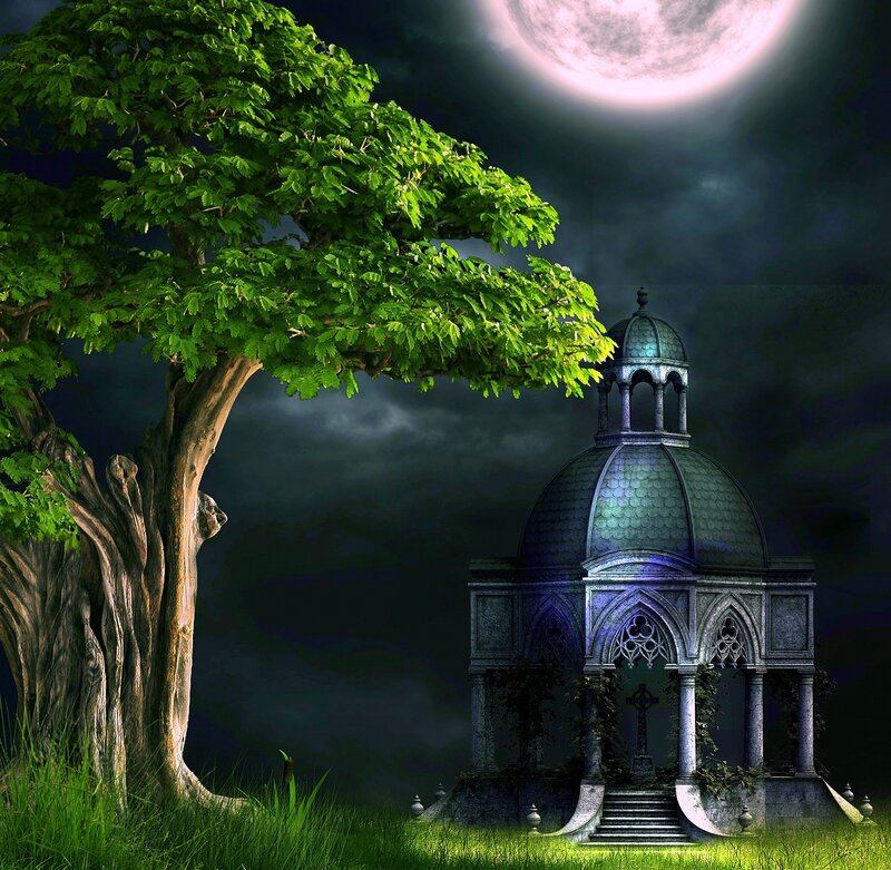 Gazebo under Full Moon