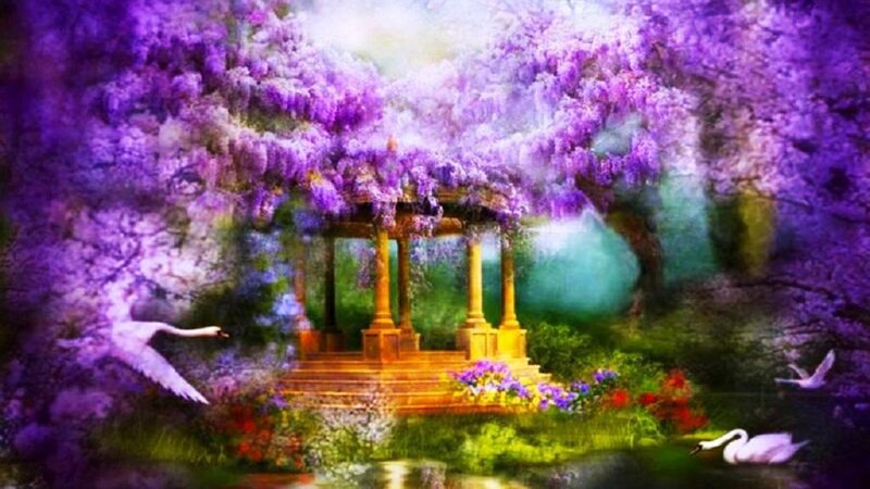 Gazebo under Wisteria — Purple, Serene