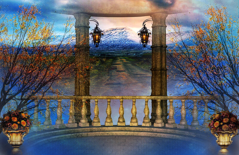 Gazebo with Autumn Trees