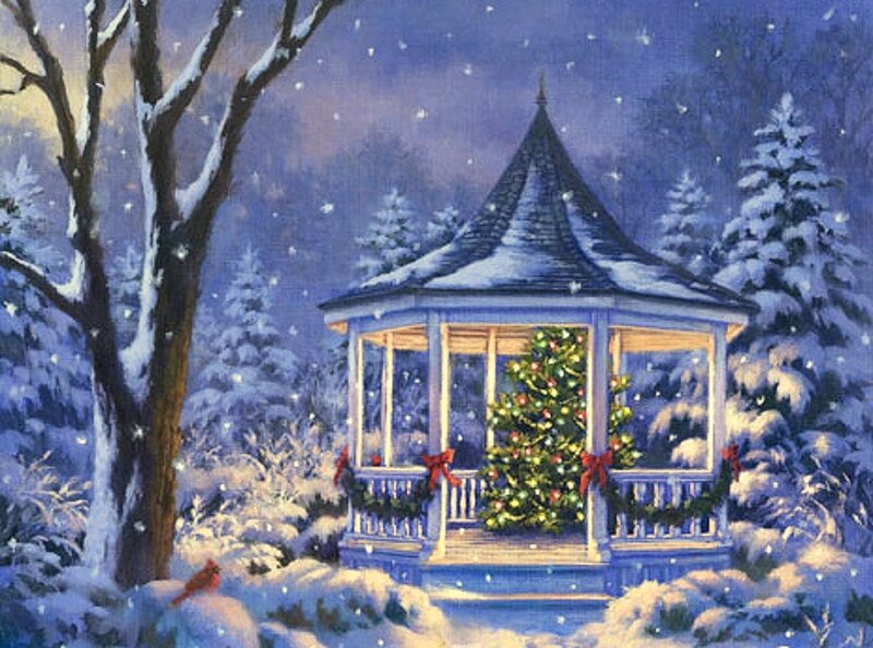 Gazebo with Christmas Tree — Blue