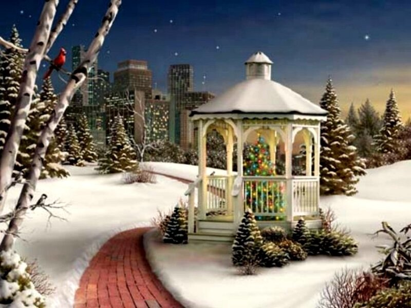 Gazebo with Christmas Tree