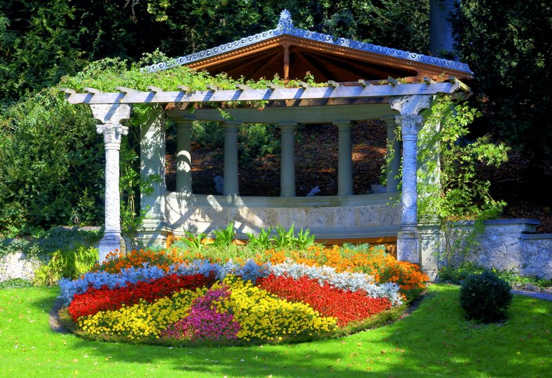 Gazebo with Flower Bed