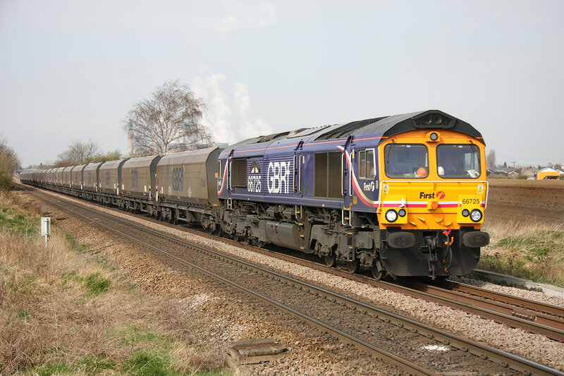 GBR freight train on tracks