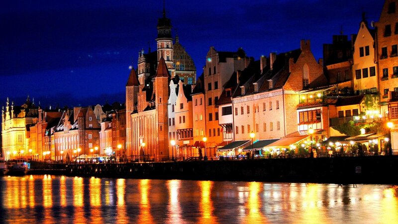 Gdańsk Riverfront at Night