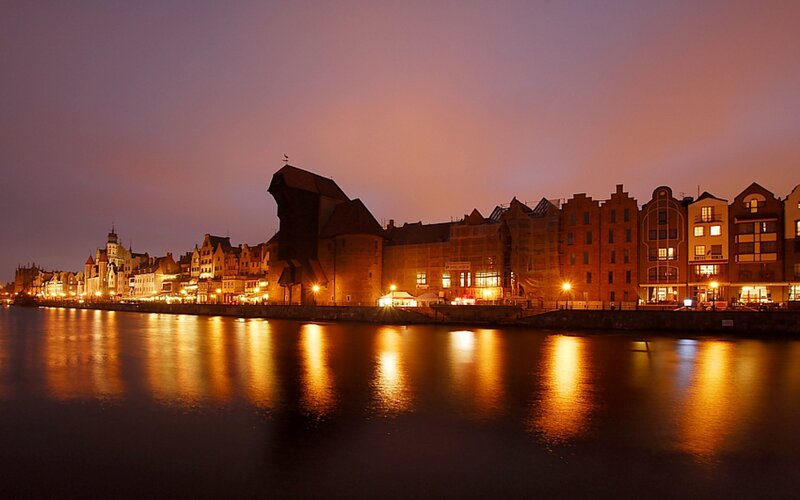 Gdansk Waterfront at Night