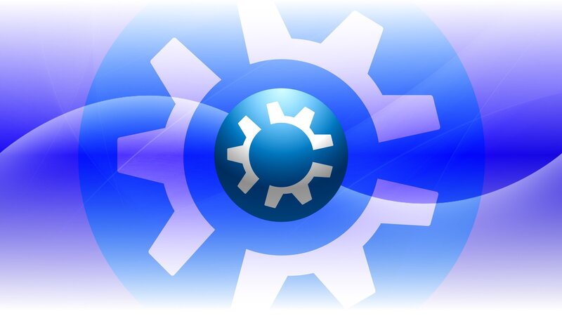 Gear Icon on Blue Background