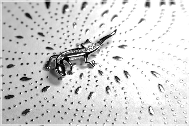 Gecko Brooch on Textured Surface