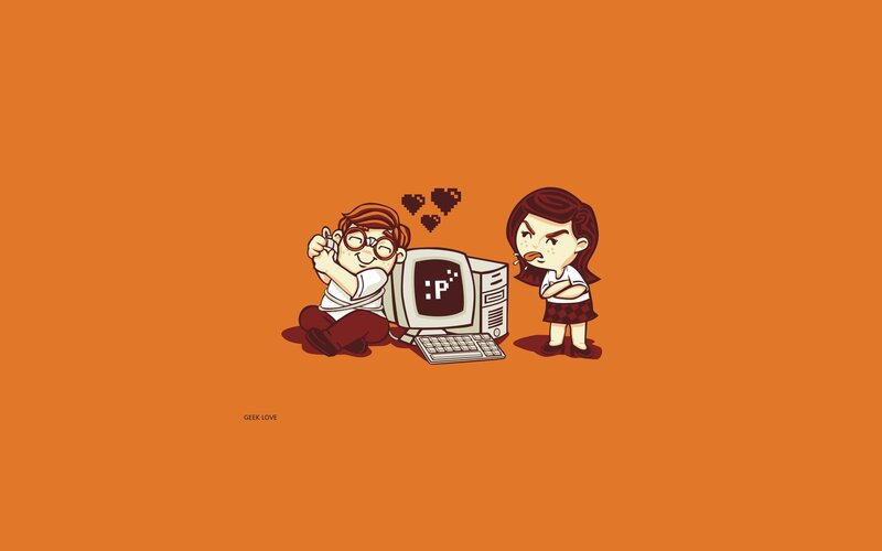 Geek Couple with Computer