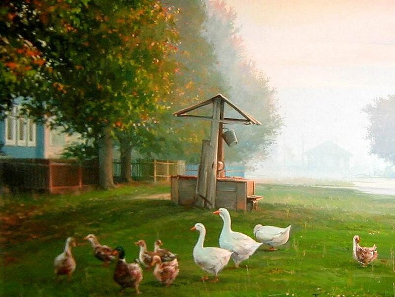 Geese and Ducks in Yard