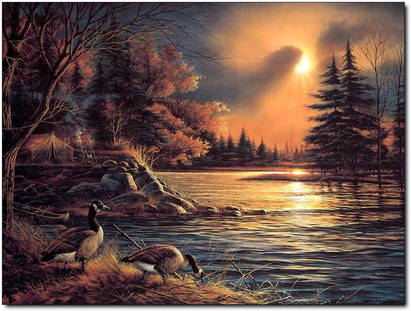 Geese by a Lake