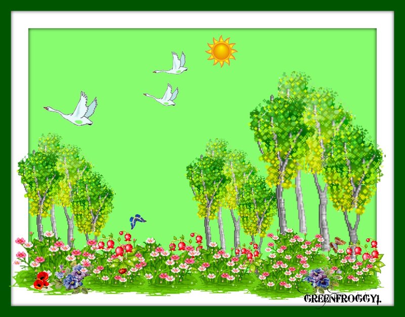 Geese Flying over Garden