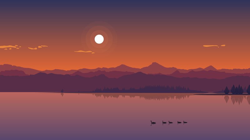 Geese on Lake — Orange