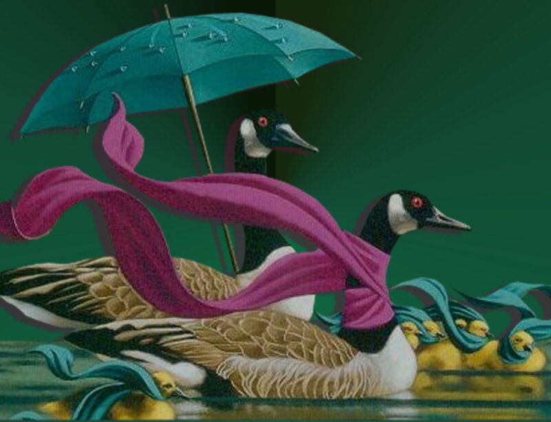 Geese with Umbrella