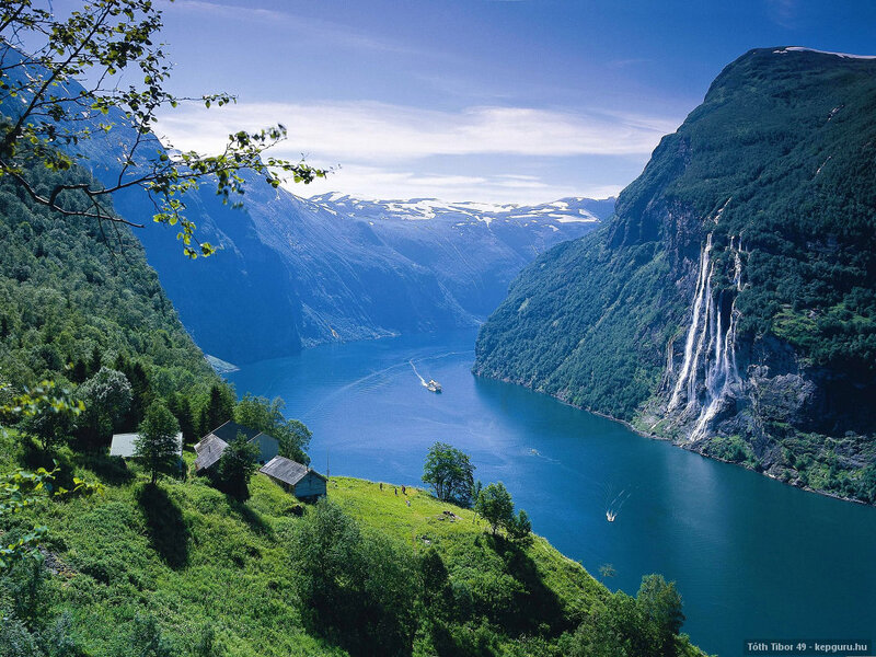 Geirangerfjord Waterfall — Blue