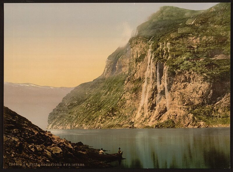 Geirangerfjord waterfall scene