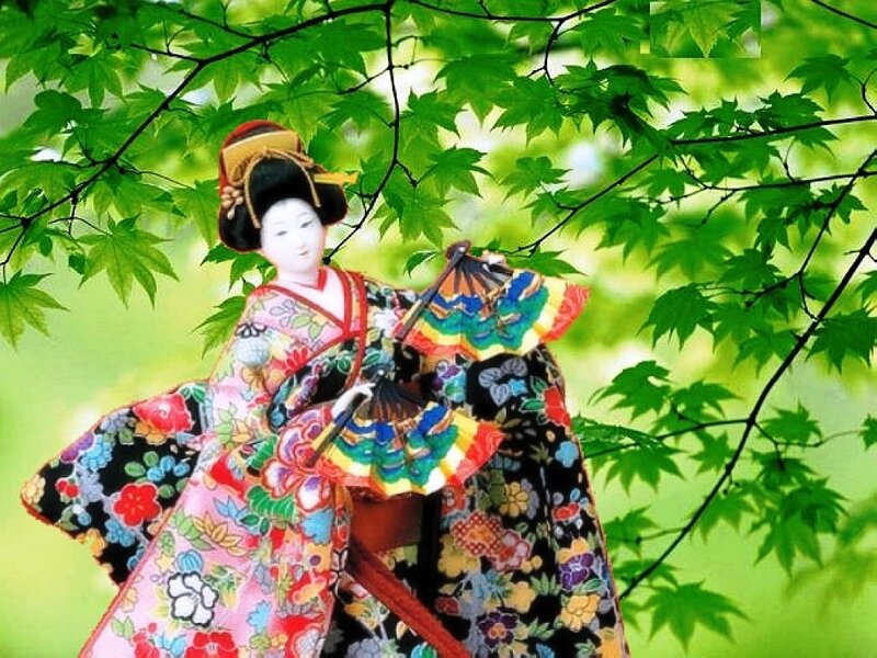 Geisha Doll in Garden