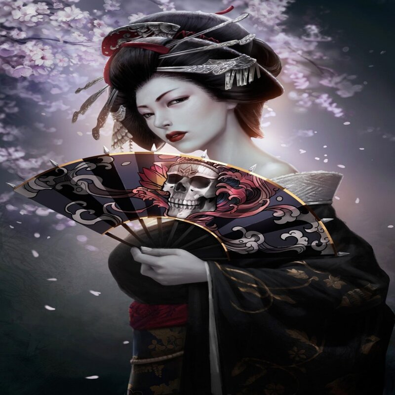 Geisha Holding Fan — Black