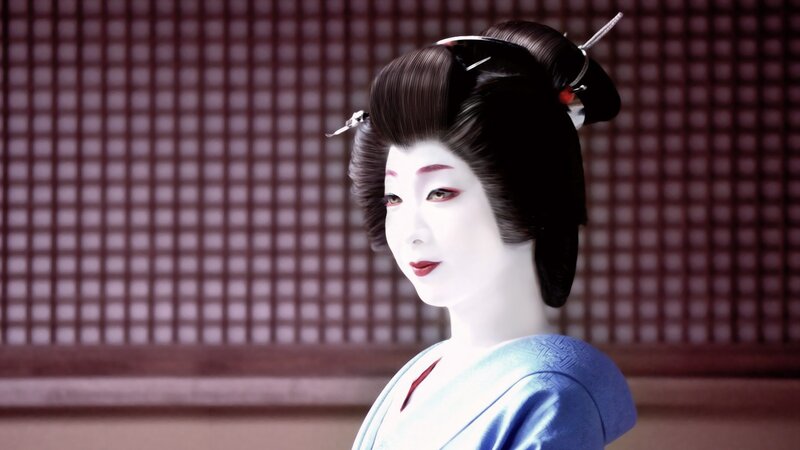 Geisha in Blue Kimono