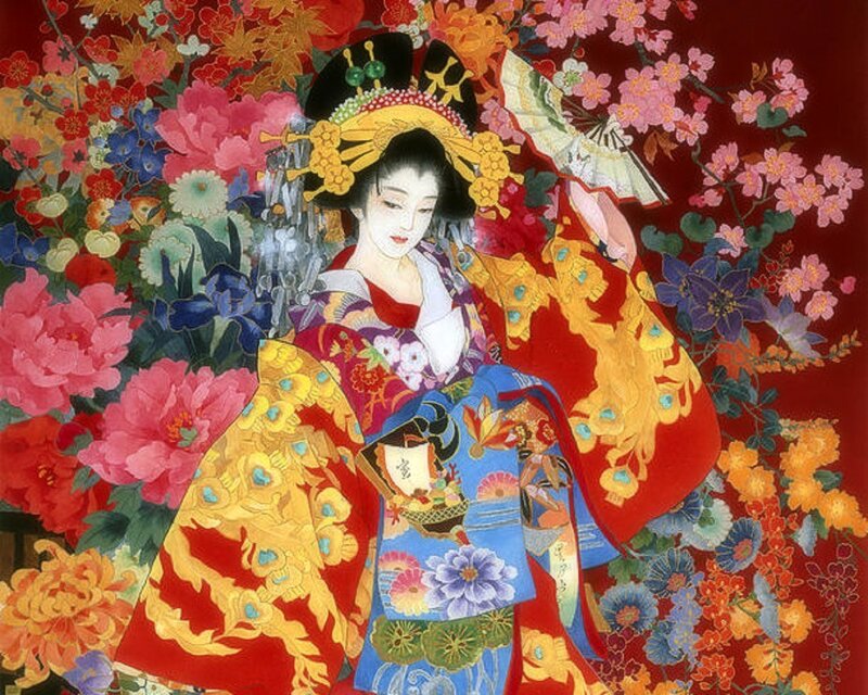 Geisha in Floral Kimono