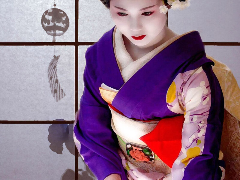 Geisha in Purple Kimono