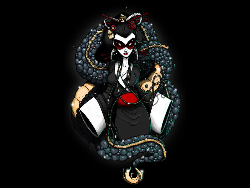 Geisha-like Woman with Snake