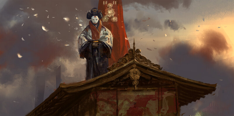 Geisha on Temple Roof