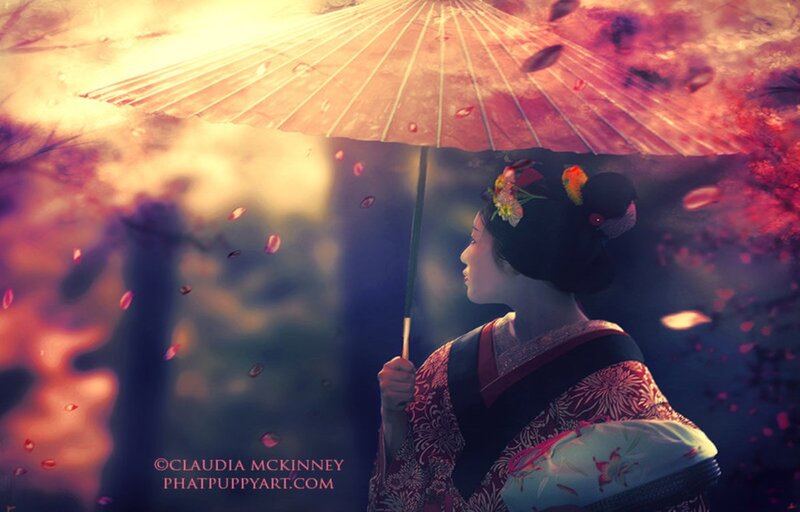 Geisha under Umbrella