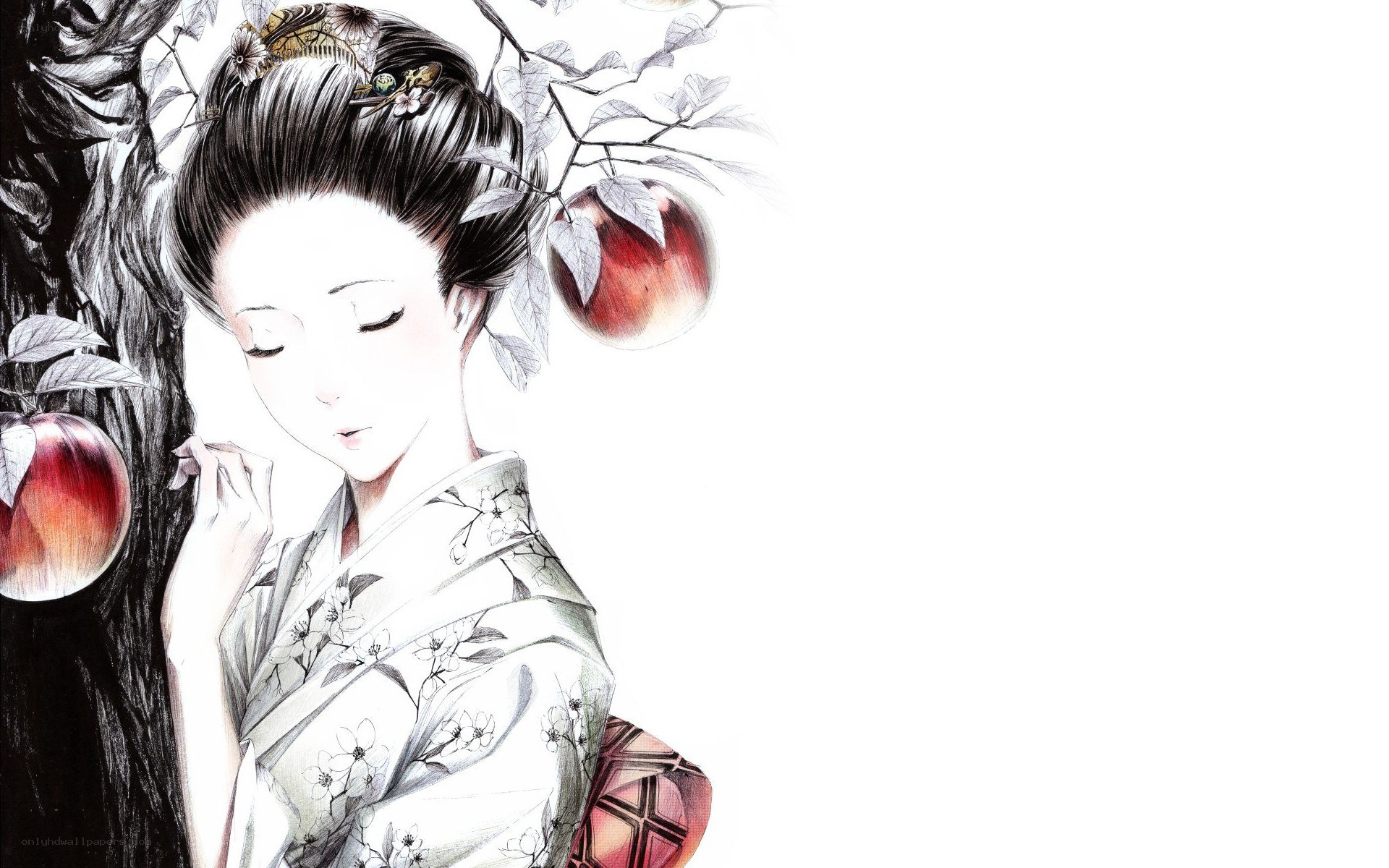 Geisha with apples