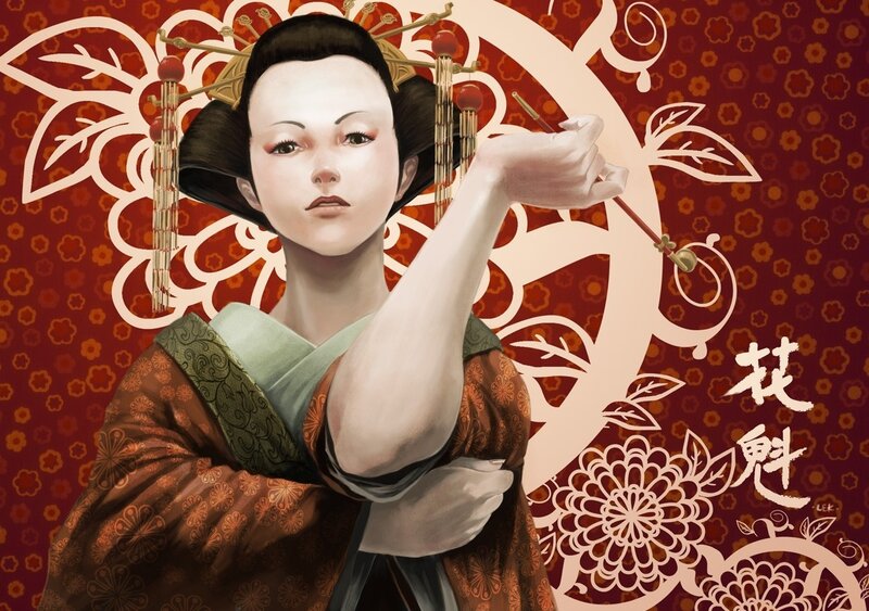 Geisha with brush
