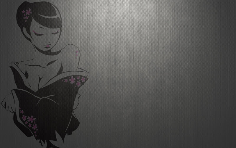 geisha with cherry blossoms