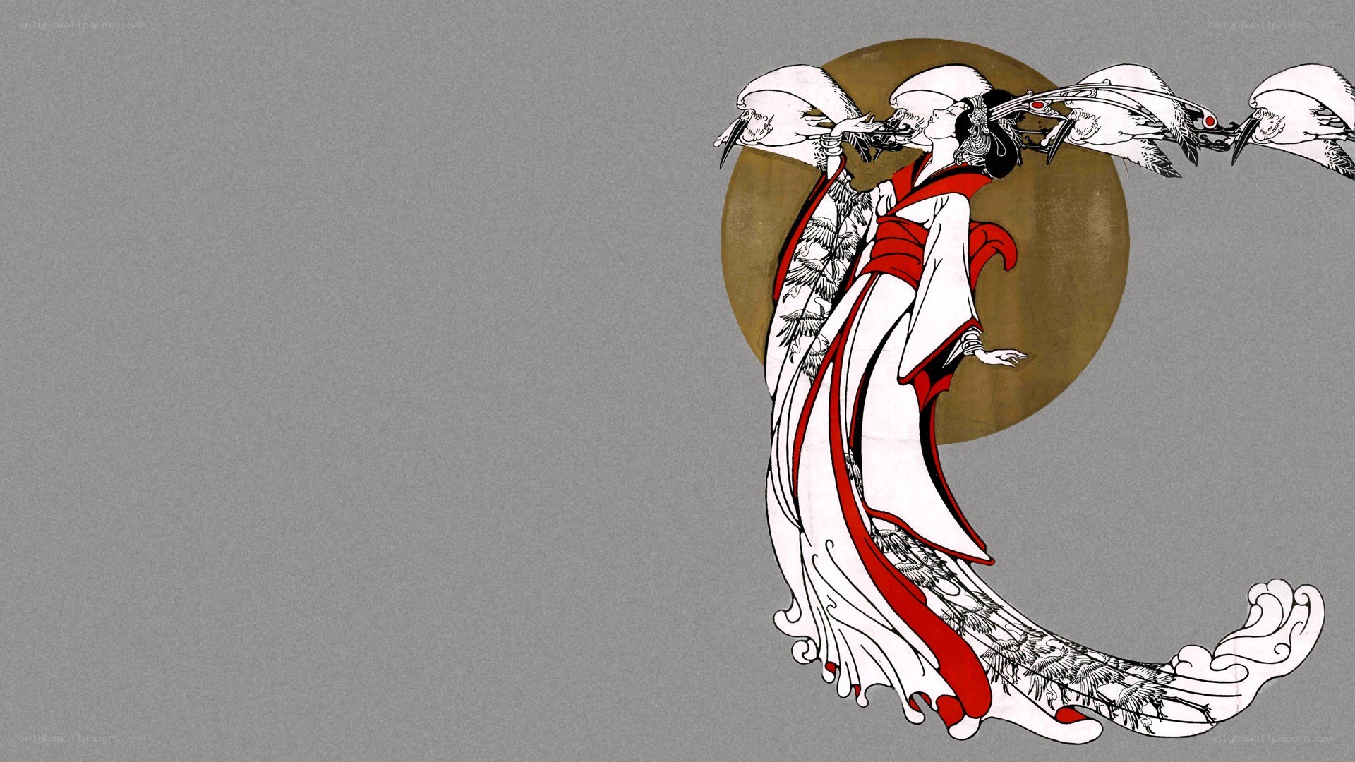 geisha with cranes art