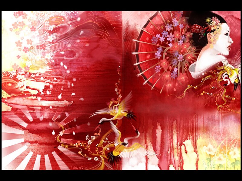 Geisha with Cranes