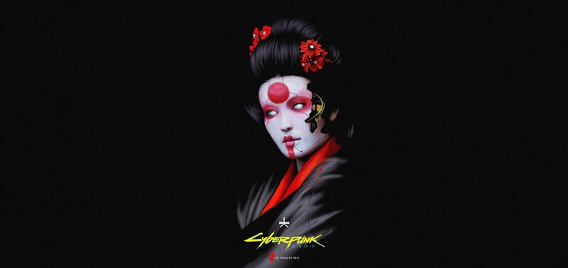 Geisha with Cybernetic Face