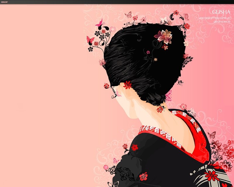 Geisha with floral hair